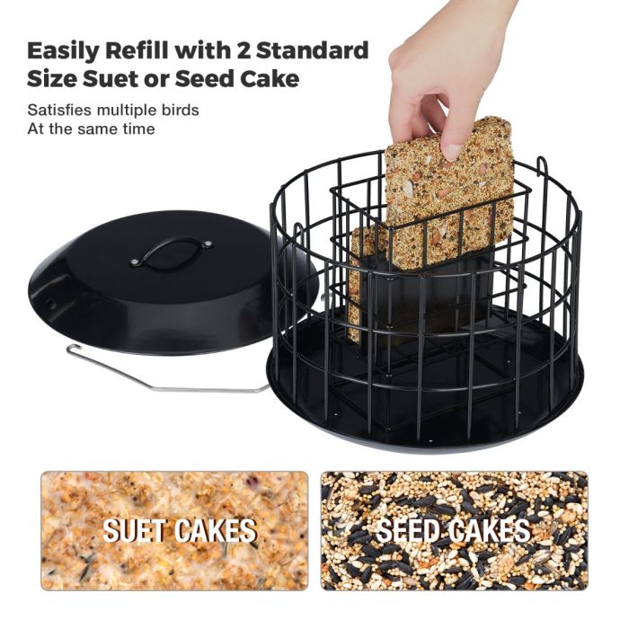 Black Kingsyard Metal Caged Squirrel Proof Suet Feeder 5 Black Kingsyard Metal Caged Squirrel Proof Suet Feeder 5