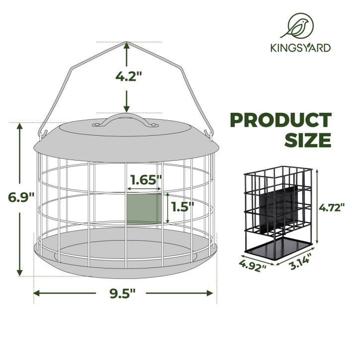 Black Kingsyard Metal Caged Squirrel Proof Suet Feeder 3 Black Kingsyard Metal Caged Squirrel Proof Suet Feeder 3