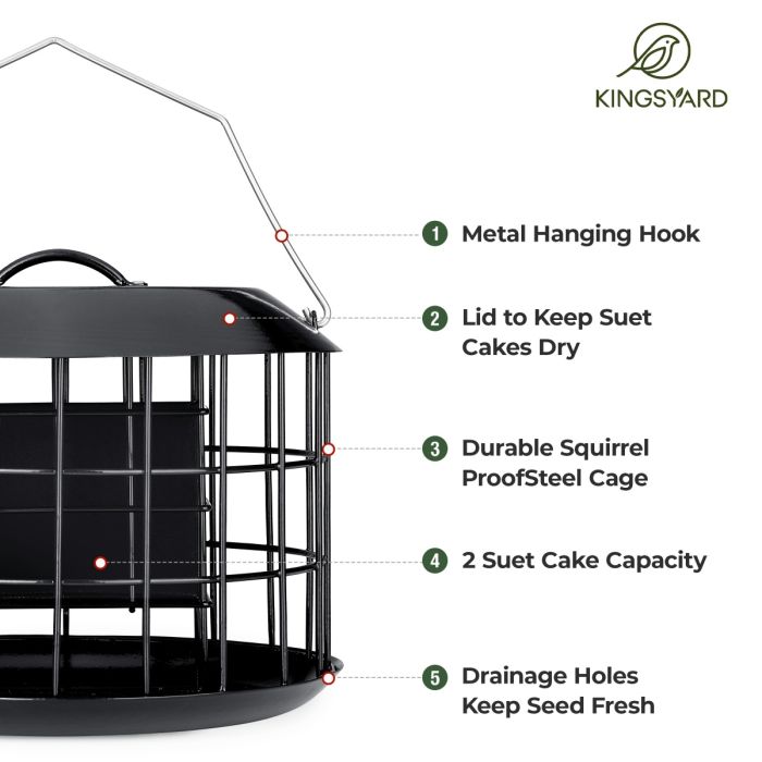 Black Kingsyard Metal Caged Squirrel Proof Suet Feeder 4 Black Kingsyard Metal Caged Squirrel Proof Suet Feeder 4