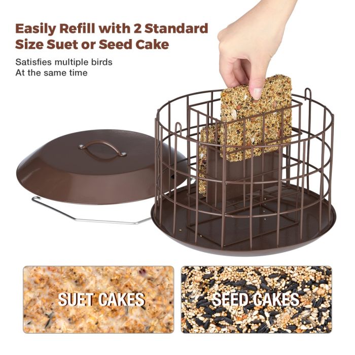 Brown Kingsyard Metal Caged Squirrel Proof Suet Feeder 5 Brown Kingsyard Metal Caged Squirrel Proof Suet Feeder 5