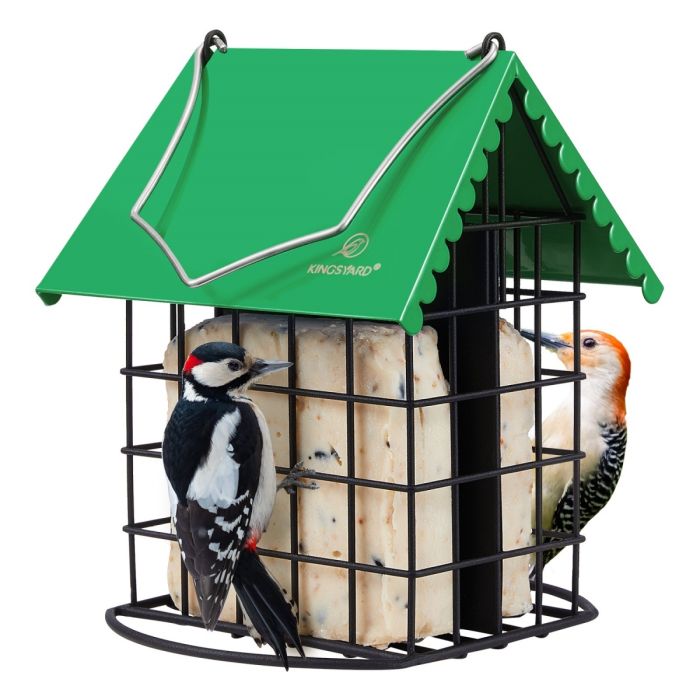 Green Kingsyard Suet Bird Feeder with Roof and Perch 2