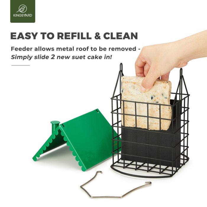 Green Kingsyard Suet Bird Feeder with Roof and Perch 4