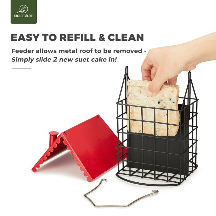 Red Kingsyard Suet Bird Feeder with Roof and Perch 4 Red Kingsyard Suet Bird Feeder with Roof and Perch 4