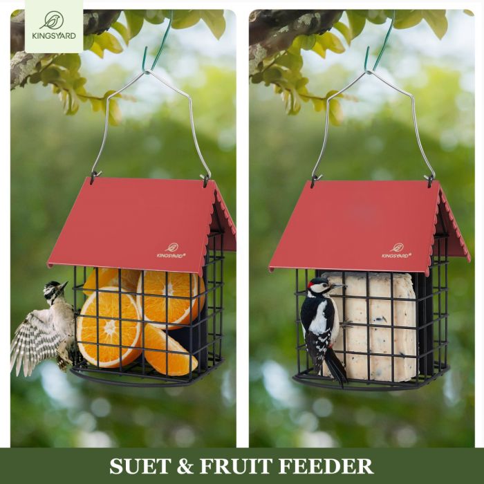 Red Kingsyard Suet Bird Feeder with Roof and Perch 5 Red Kingsyard Suet Bird Feeder with Roof and Perch 5