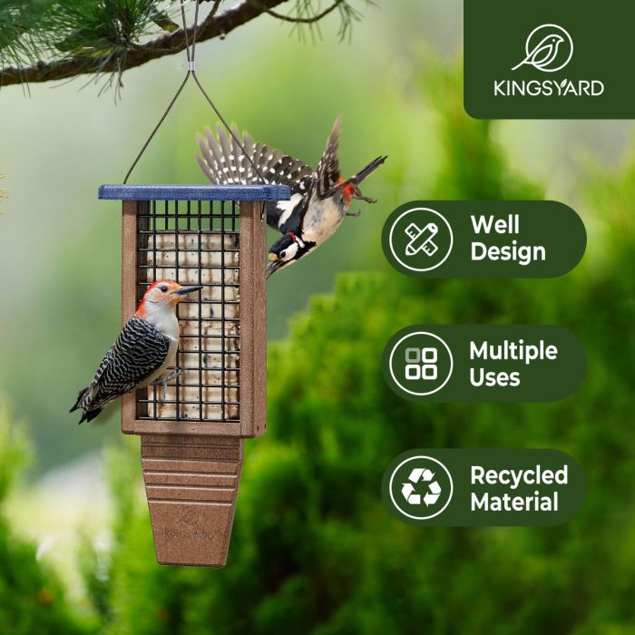 Kingsyard Extended Tail Prop Suet Feeder for Woodpeckers 8 Kingsyard Extended Tail Prop Suet Feeder for Woodpeckers 8