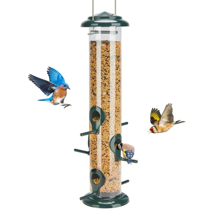 Green Kingsyard Chew-proof Metal Tube Bird Feeders 2 Green Kingsyard Chew-proof Metal Tube Bird Feeders 2