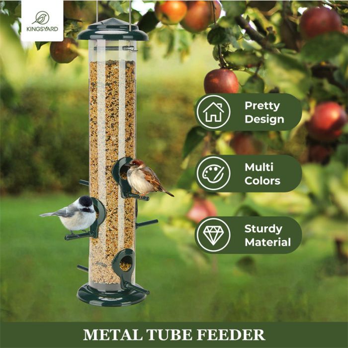 Green Kingsyard Chew-proof Metal Tube Bird Feeders 3 Green Kingsyard Chew-proof Metal Tube Bird Feeders 3