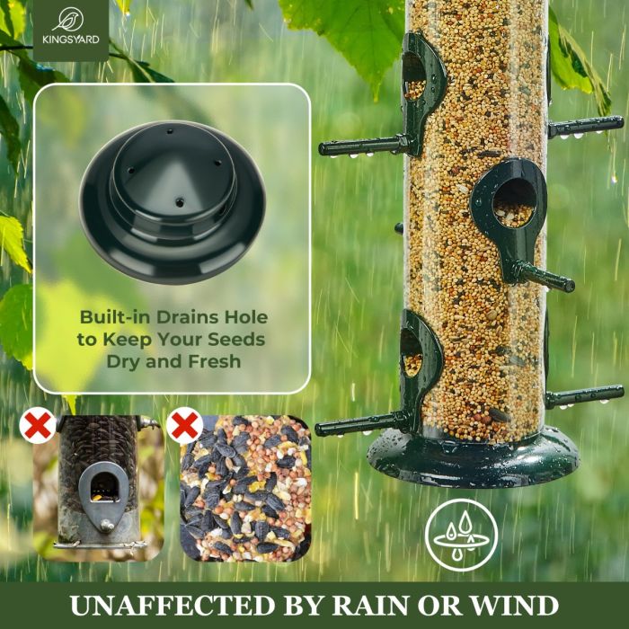 Green Kingsyard Chew-proof Metal Tube Bird Feeders 6 Green Kingsyard Chew-proof Metal Tube Bird Feeders 6