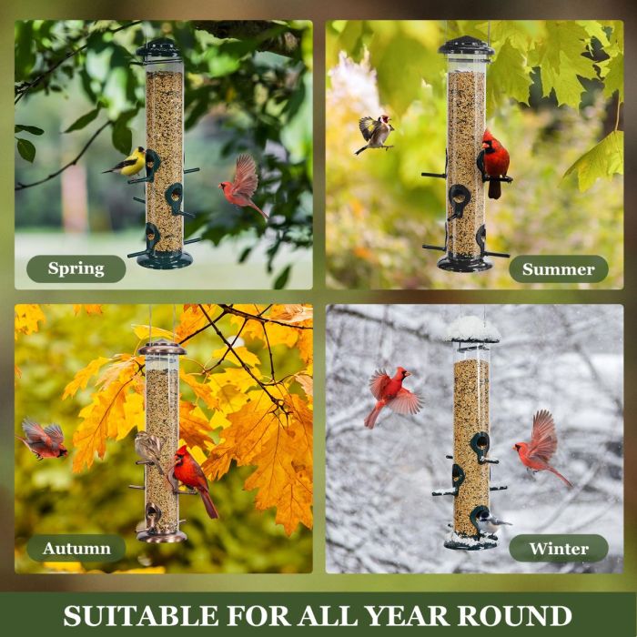 Green Kingsyard Chew-proof Metal Tube Bird Feeders 7 Green Kingsyard Chew-proof Metal Tube Bird Feeders 7