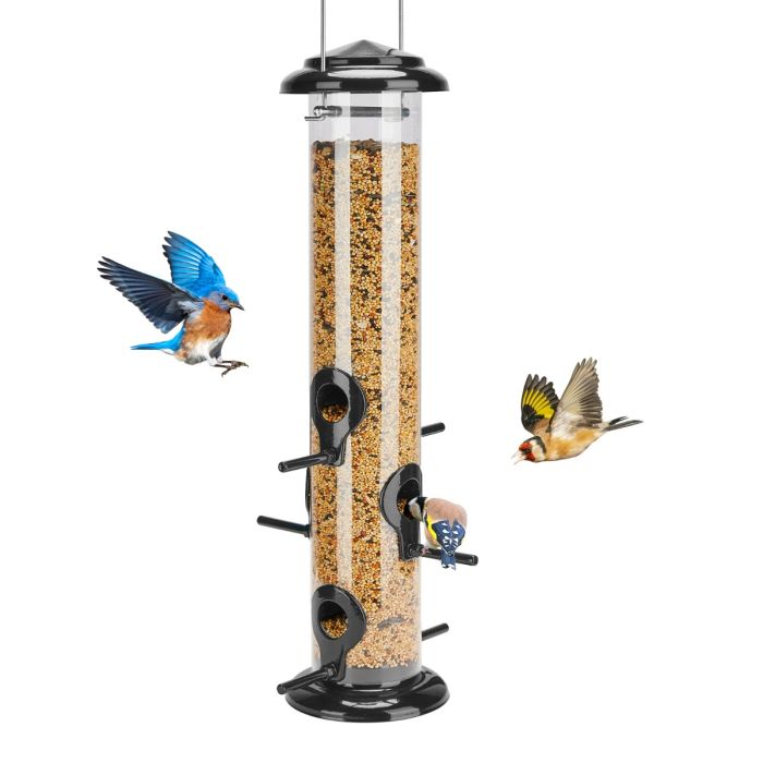 Black Kingsyard Chew-proof Metal Tube Bird Feeders 2 Black Kingsyard Chew-proof Metal Tube Bird Feeders 2