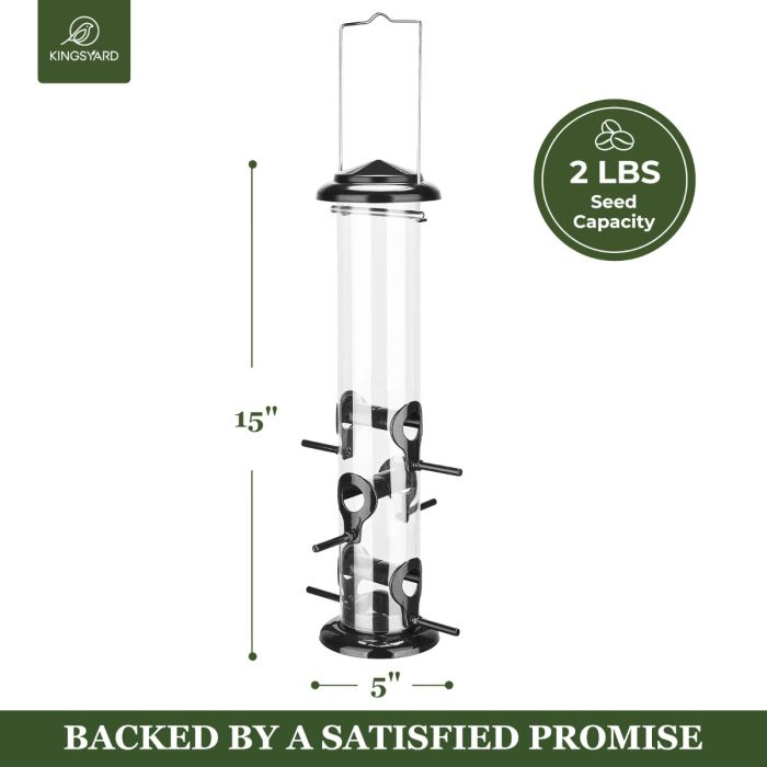 Black Kingsyard Chew-proof Metal Tube Bird Feeders 3 Black Kingsyard Chew-proof Metal Tube Bird Feeders 3