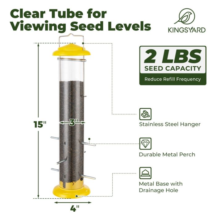 Kingsyard Metal Thistle Tube Bird Feeder 3 Kingsyard Metal Thistle Tube Bird Feeder 3
