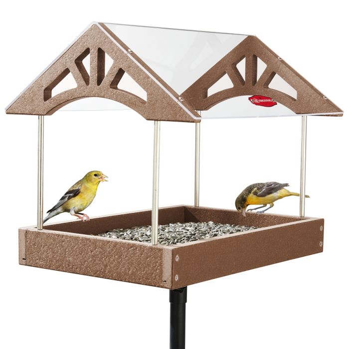 Brown Kingsyard Recycled Plastic Wild Bird Feeders with Adjustable Height Pole Kit 2 Brown Kingsyard Recycled Plastic Wild Bird Feeders with Adjustable Height Pole Kit 2