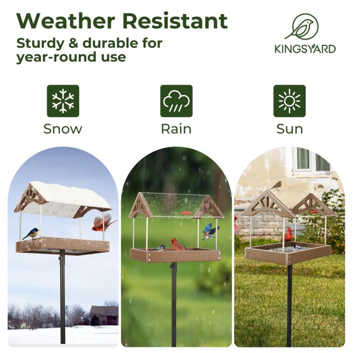 Brown Kingsyard Recycled Plastic Wild Bird Feeders with Adjustable Height Pole Kit 5 Brown Kingsyard Recycled Plastic Wild Bird Feeders with Adjustable Height Pole Kit 5