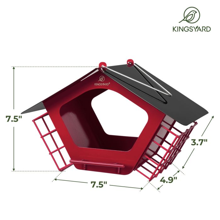 Red Kingsyard Metal 2 in 1 Mixed Seeds Bird Feeders 3 Red Kingsyard Metal 2 in 1 Mixed Seeds Bird Feeders 3