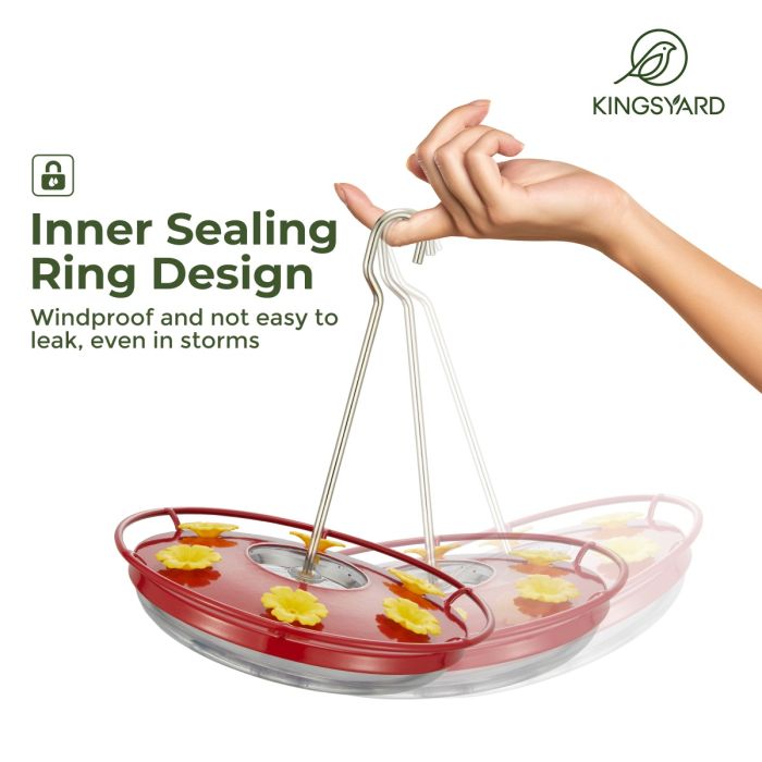 Red Kingsyard 12oz Tray Hummingbird Feeder With Ant Moat 4