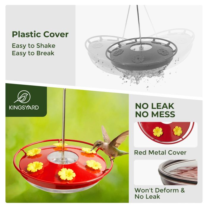 Kingsyard 12oz Tray Hummingbird Feeder With Ant Moat 8
