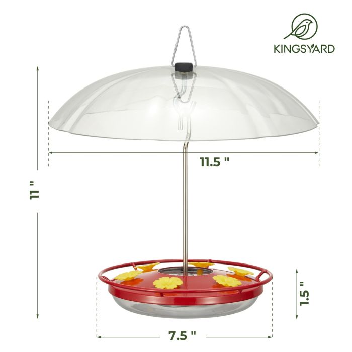 Kingsyard 12oz Tray Hummingbird Feeder with Weatherproof Dome & Ant Moat 3