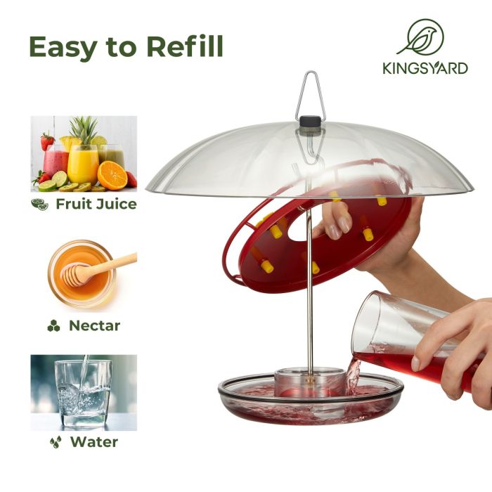 Kingsyard 12oz Tray Hummingbird Feeder with Weatherproof Dome & Ant Moat 5