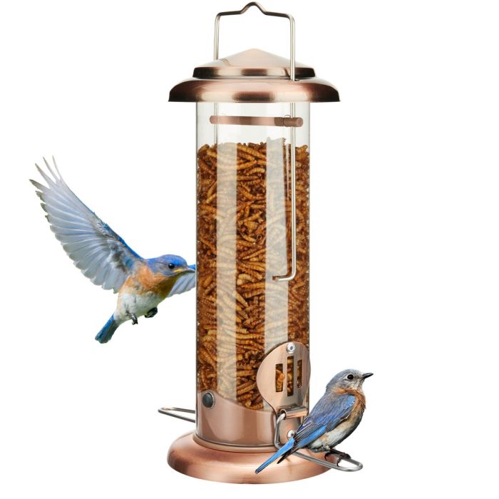 Antique Copper Kingsyard Extra Sturdy Tube Bluebird Mealworm Feeder 2 Antique Copper Kingsyard Extra Sturdy Tube Bluebird Mealworm Feeder 2