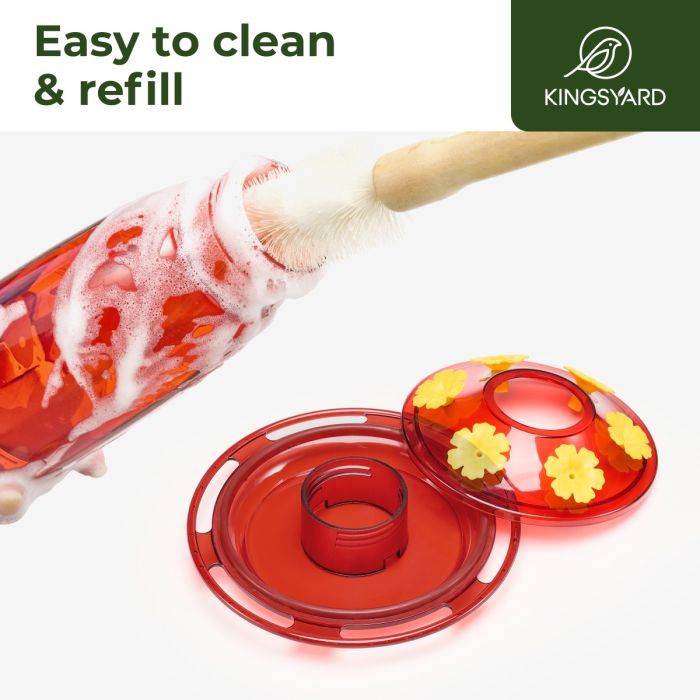 Red Kingsyard 16oz Plastic Hummingbird Feeder with Bee & Ant Proof 5