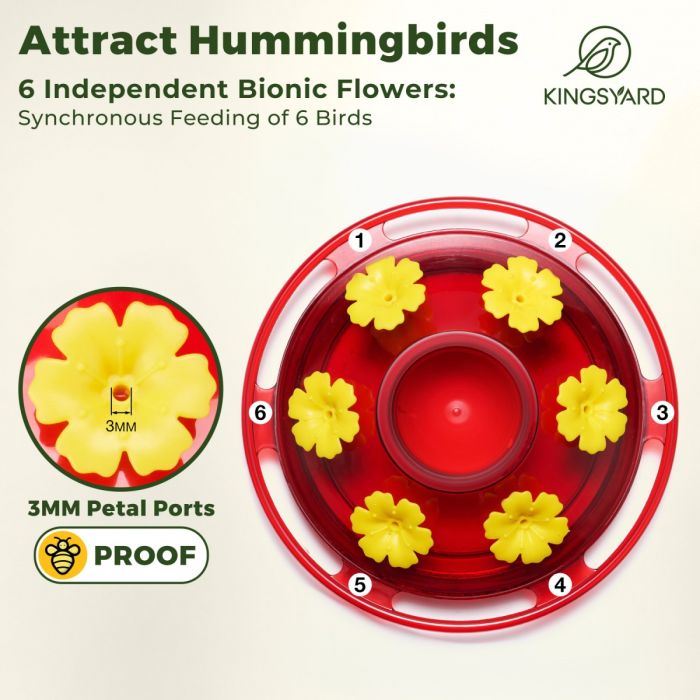 Red Kingsyard 14oz Glass Hummingbird Feeder with Bee Proof & Ant Moat 5
