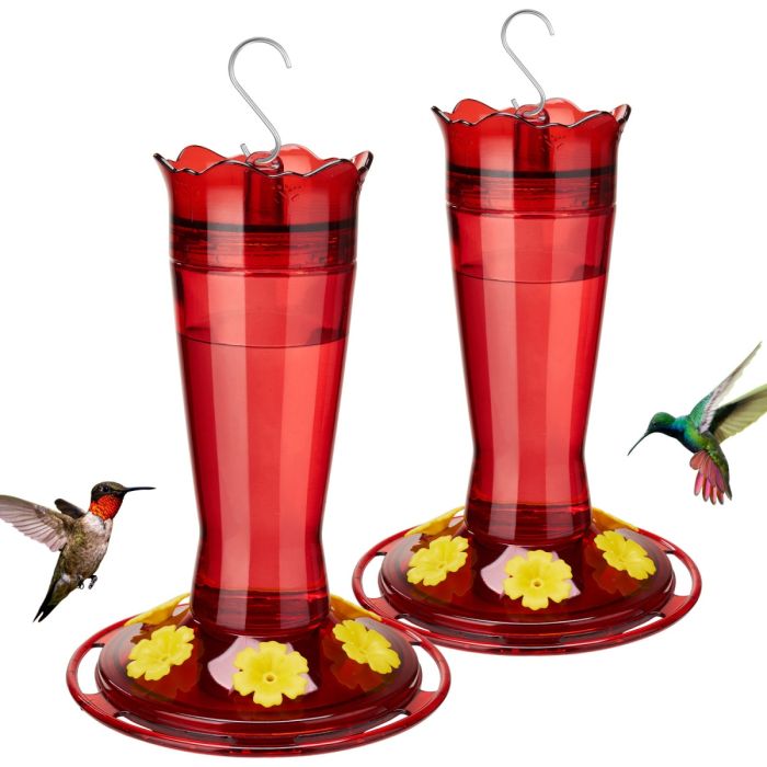 Red Kingsyard 14oz Glass Hummingbird Feeder with Bee Proof & Ant Moat 2