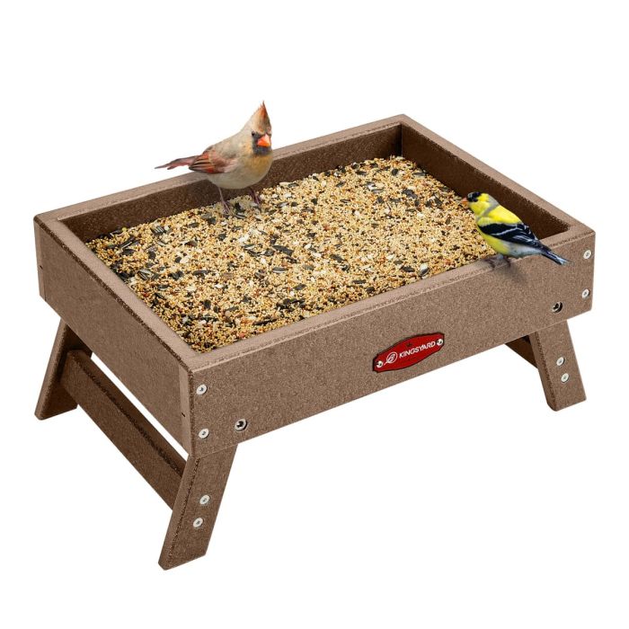 Brown Kingsyard Recycled Plastic Ground Feeder For Birds and Chickens 2 Brown Kingsyard Recycled Plastic Ground Feeder For Birds and Chickens 2