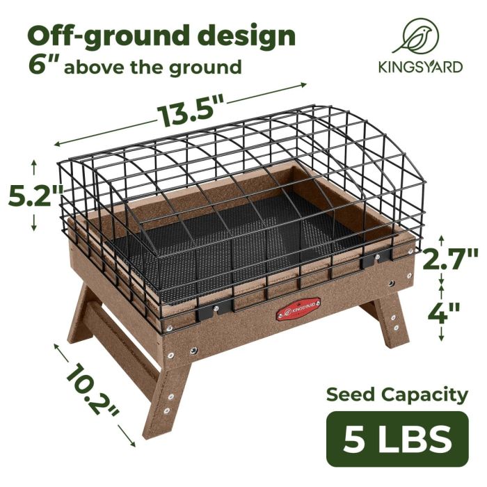 Brown Kingsyard Squirrel Proof Caged Ground Bird Feeder 4