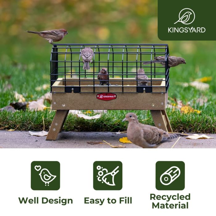 Brown Kingsyard Squirrel Proof Caged Ground Bird Feeder 6