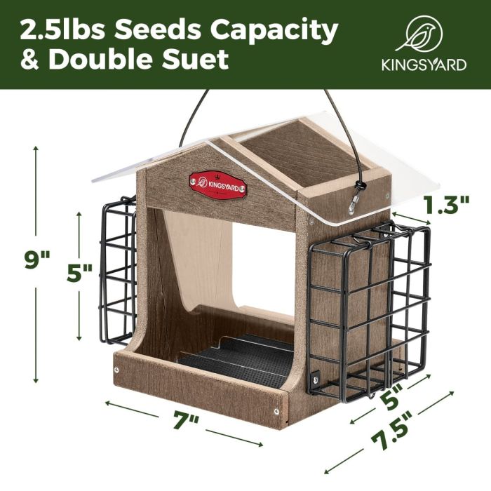 Brown Kingsyard Recycled Plastic Double Suet Wild Bird Feeder 3 Brown Kingsyard Recycled Plastic Double Suet Wild Bird Feeder 3