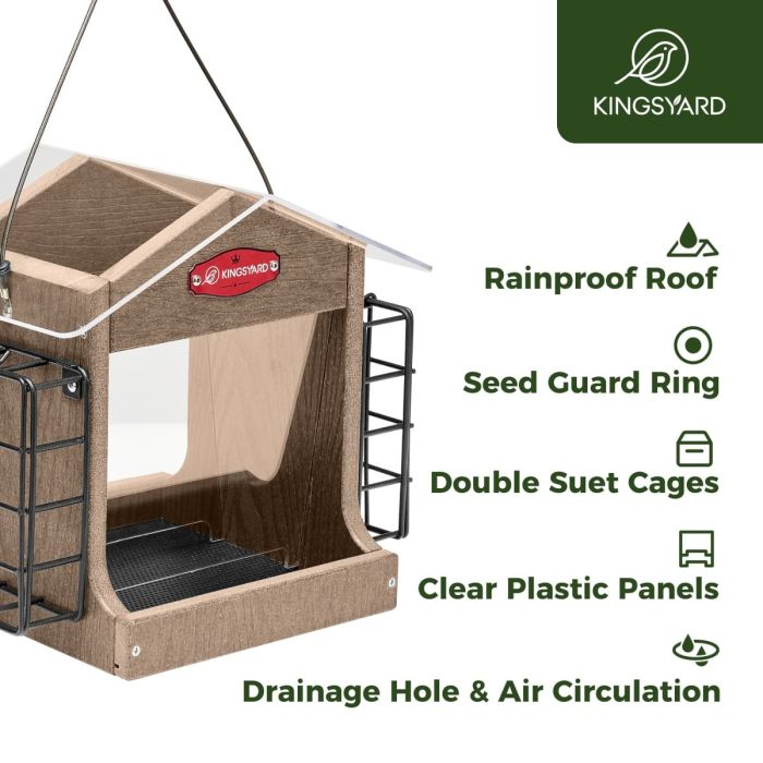Brown Kingsyard Recycled Plastic Double Suet Wild Bird Feeder 4 Brown Kingsyard Recycled Plastic Double Suet Wild Bird Feeder 4