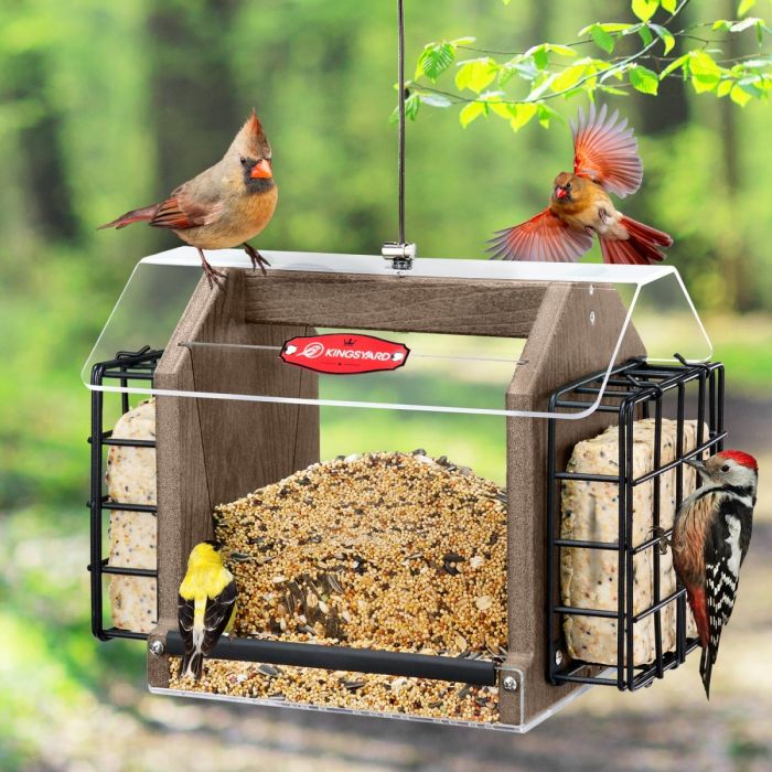 Brown Kingsyard Weatherproof Double Suet Hopper Bird Feeder 1 Brown Kingsyard Weatherproof Double Suet Hopper Bird Feeder 1