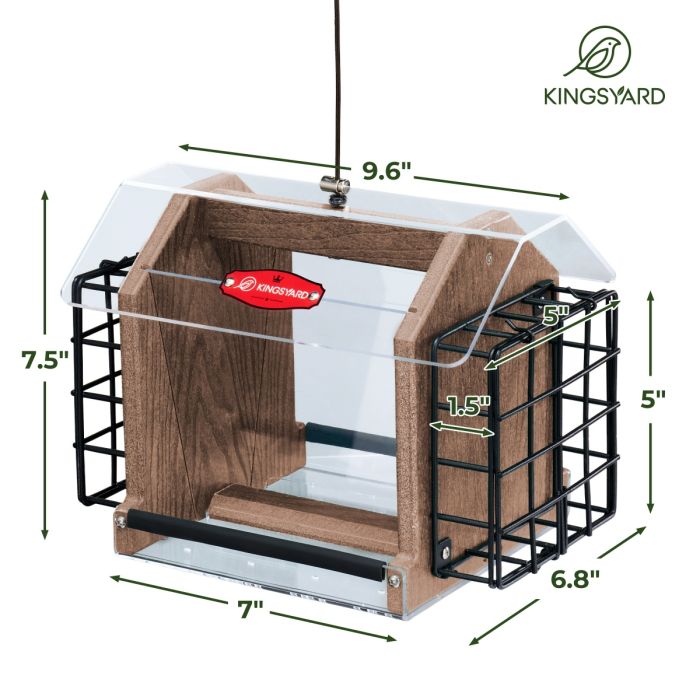 Brown Kingsyard Weatherproof Double Suet Hopper Bird Feeder 3 Brown Kingsyard Weatherproof Double Suet Hopper Bird Feeder 3