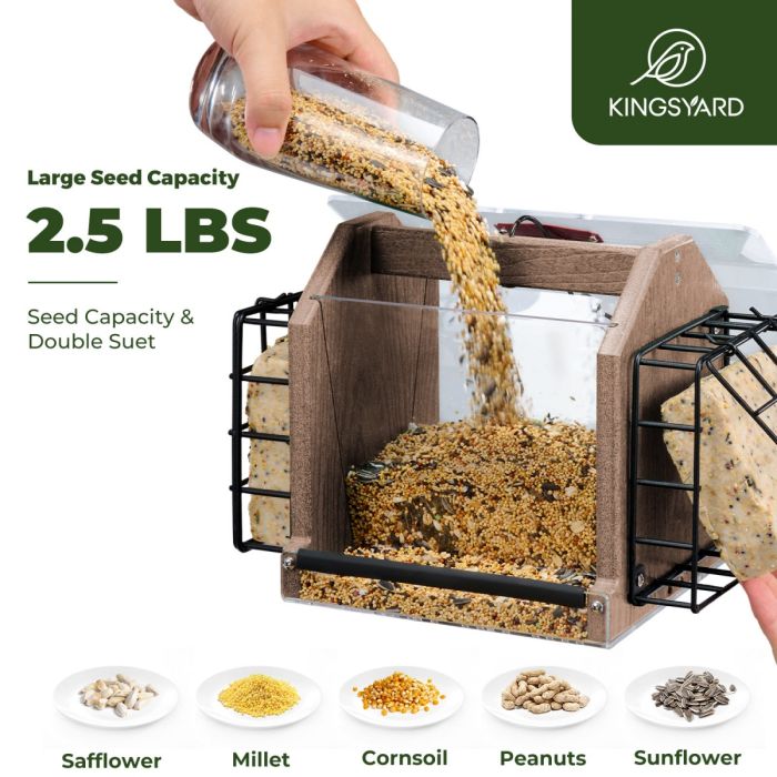 Brown Kingsyard Weatherproof Double Suet Hopper Bird Feeder 4 Brown Kingsyard Weatherproof Double Suet Hopper Bird Feeder 4