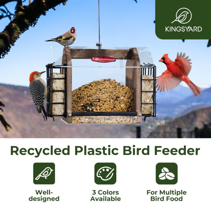 Brown Kingsyard Weatherproof Double Suet Hopper Bird Feeder 5 Brown Kingsyard Weatherproof Double Suet Hopper Bird Feeder 5