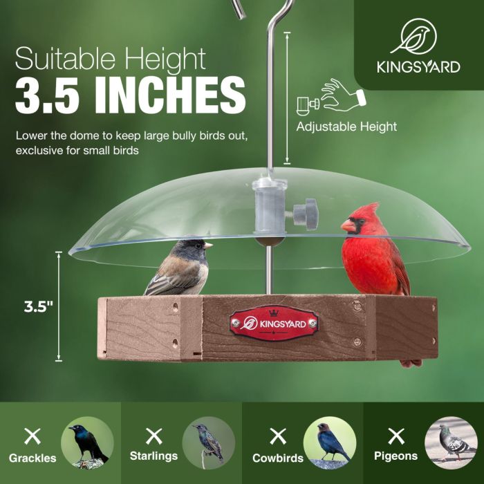 Brown Kingsyard Recycled Plastic Platform Bird Feeder with Adjustable Dome 7 Brown Kingsyard Recycled Plastic Platform Bird Feeder with Adjustable Dome 7