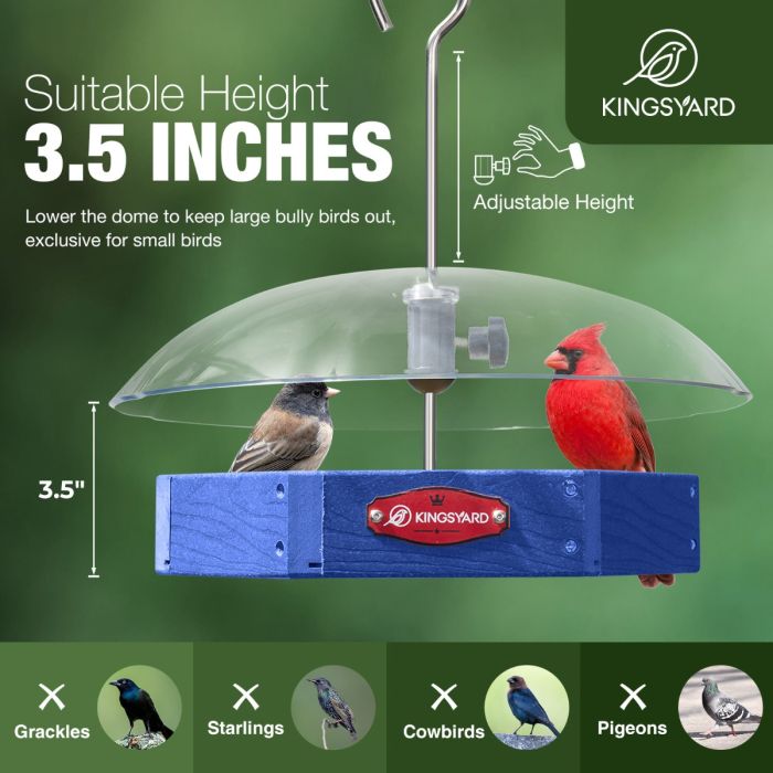 Blue Kingsyard Recycled Plastic Platform Bird Feeder with Adjustable Dome 7 Blue Kingsyard Recycled Plastic Platform Bird Feeder with Adjustable Dome 7