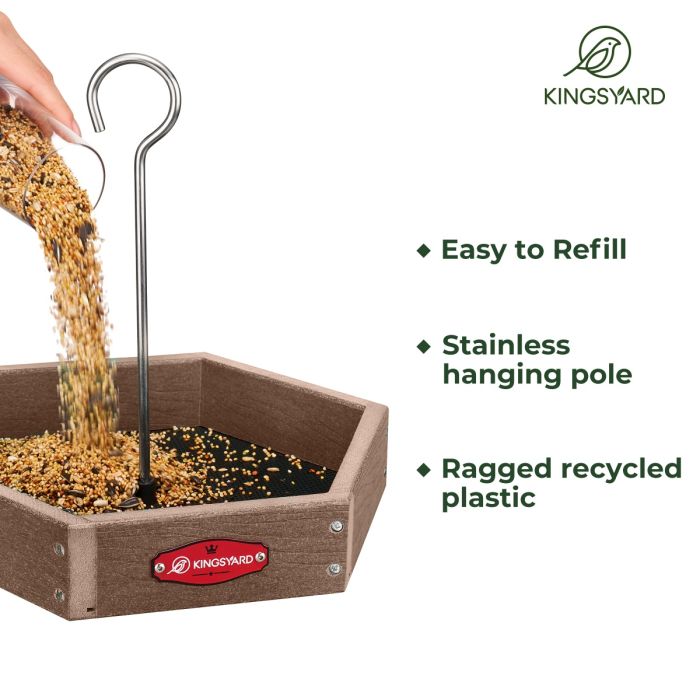 Brown Kingsyard Recycled Plastic Platform Bird Feeder 5 Brown Kingsyard Recycled Plastic Platform Bird Feeder 5