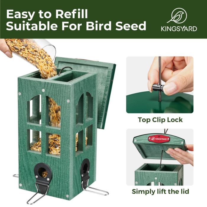 Green Kingsyard Weatherproof House Tube Bird Feeders 5 Green Kingsyard Weatherproof House Tube Bird Feeders 5