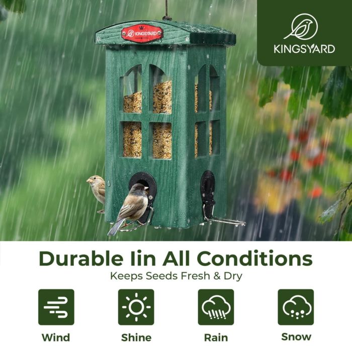 Green Kingsyard Weatherproof House Tube Bird Feeders 7 Green Kingsyard Weatherproof House Tube Bird Feeders 7