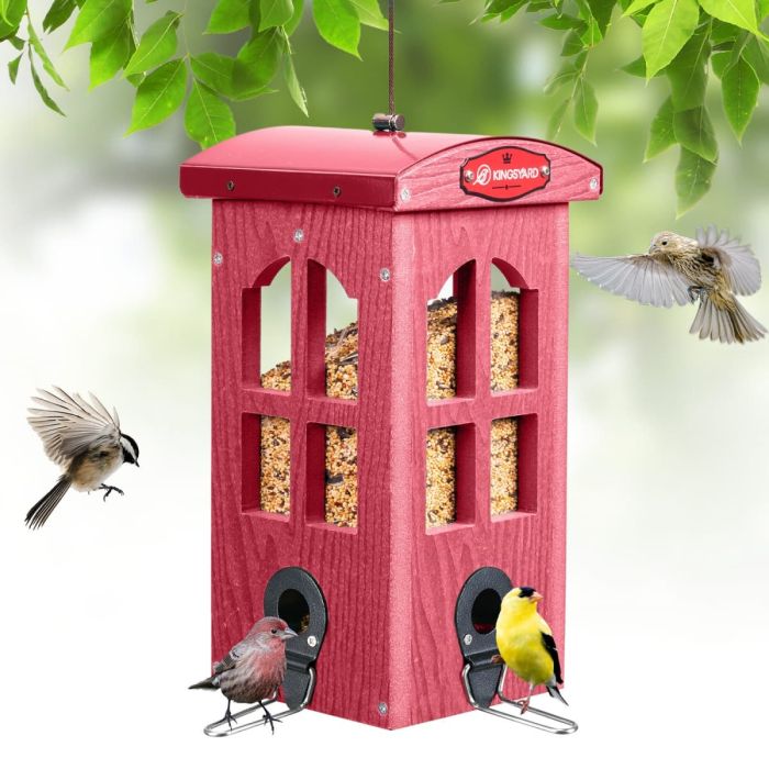 Red Kingsyard Weatherproof House Tube Bird Feeders 2