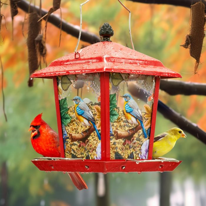 Red Kingsyard Hopper Bird Feeder with Detachable Roof 1