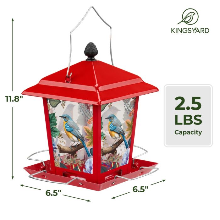 Red Kingsyard Hopper Bird Feeder with Detachable Roof 3