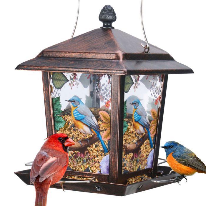 Antique Copper Kingsyard Hopper Bird Feeder with Detachable Roof 2 Antique Copper Kingsyard Hopper Bird Feeder with Detachable Roof 2