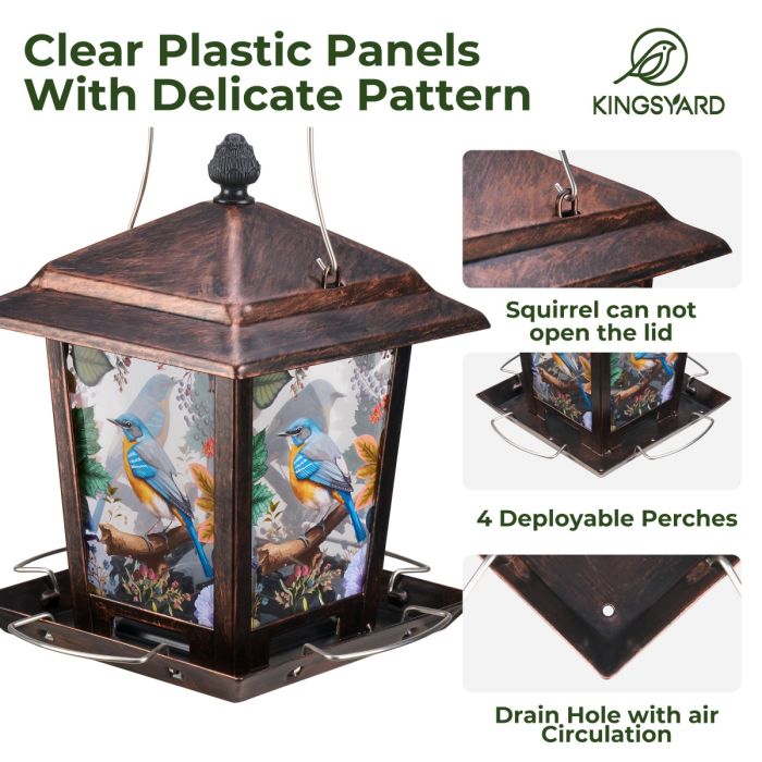 Antique Copper Kingsyard Hopper Bird Feeder with Detachable Roof 4 Antique Copper Kingsyard Hopper Bird Feeder with Detachable Roof 4