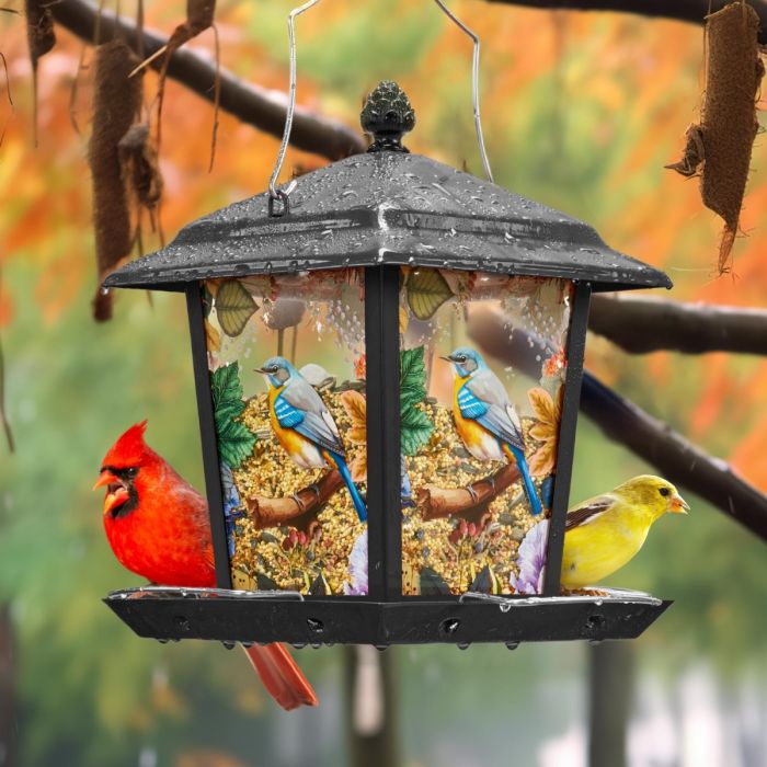 Black Kingsyard Hopper Bird Feeder with Detachable Roof 1 Black Kingsyard Hopper Bird Feeder with Detachable Roof 1