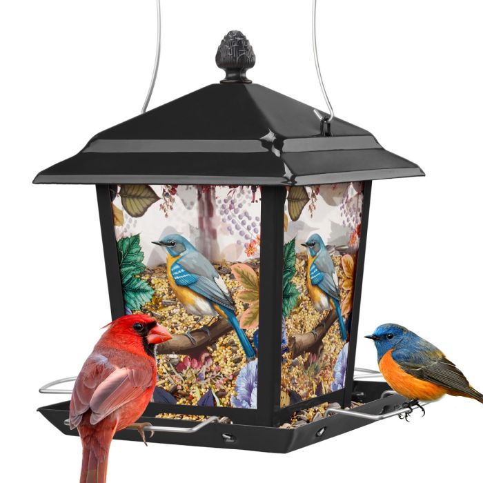 Black Kingsyard Hopper Bird Feeder with Detachable Roof 2 Black Kingsyard Hopper Bird Feeder with Detachable Roof 2