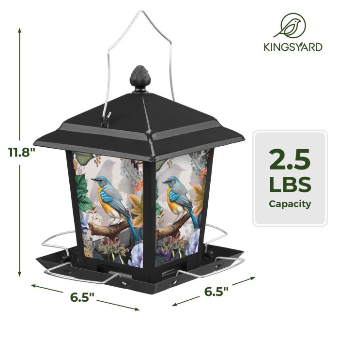 Black Kingsyard Hopper Bird Feeder with Detachable Roof 3 Black Kingsyard Hopper Bird Feeder with Detachable Roof 3