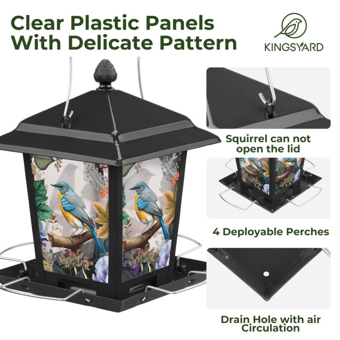 Black Kingsyard Hopper Bird Feeder with Detachable Roof 4 Black Kingsyard Hopper Bird Feeder with Detachable Roof 4